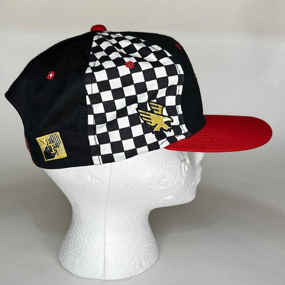 VTG Winston Cup NASCAR Black Red Snapback Cap Eagle B/W Checkered Sides - Picture 5 of 15